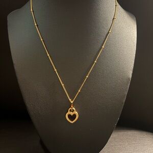 New Gold Plated Double Sided Heart Pendant Necklace